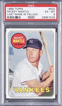 1969 Topps (Last Name In Yellow) #500 Mickey Mantle - PSA EX-MT 6